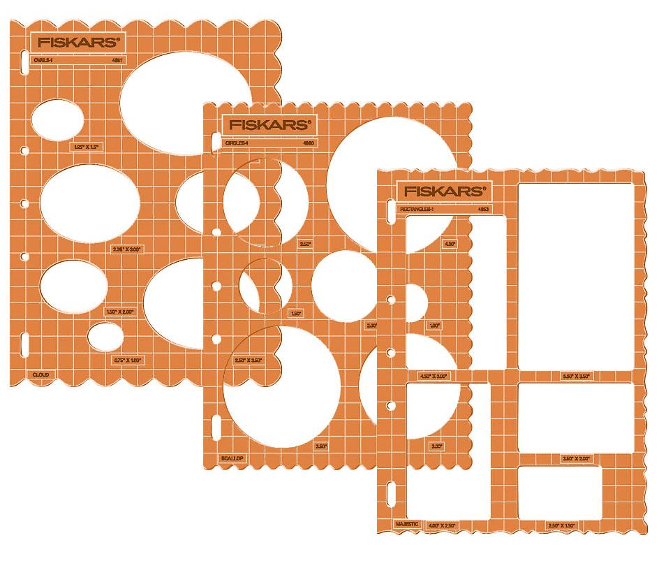 Rechtecke Kreise Fiskars ShapeCutter Schablonen 3er Set Ovale