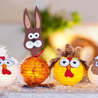 Instruction: glue animal lanterns with straw silk