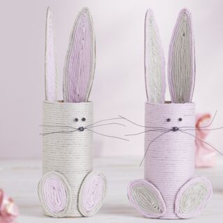Hares from cardboard rolls