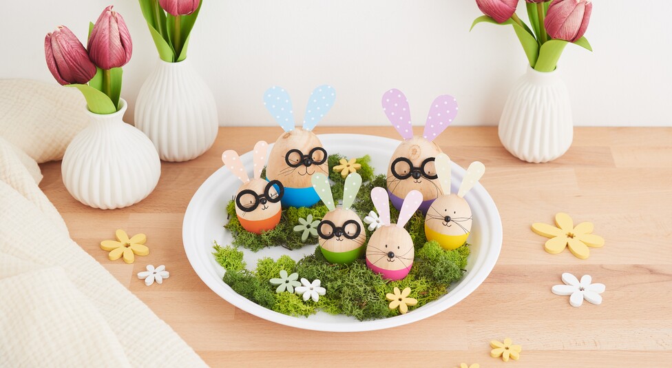 Süße Eier-Hasen mit Brille