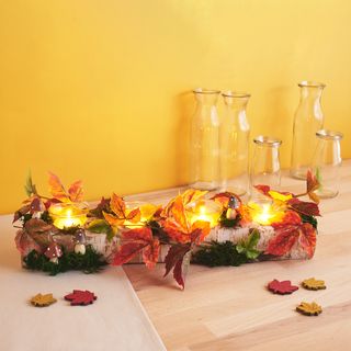 tealight holders with fall decoration