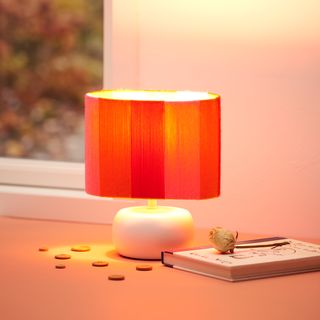 Lamp with wool-covered shade