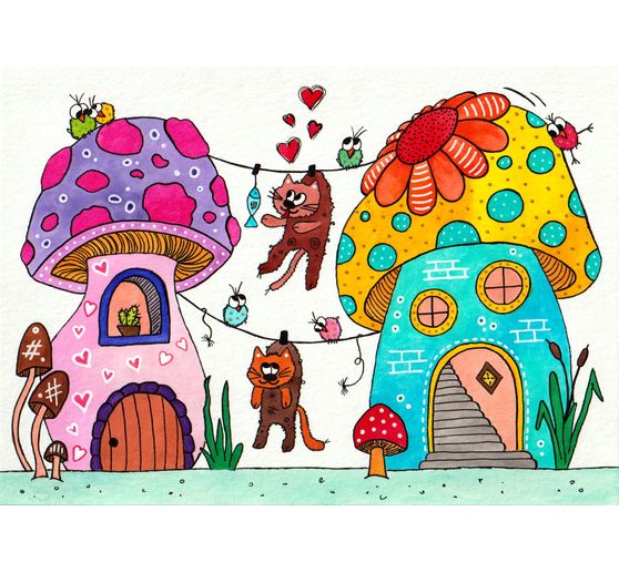 159_Dodo_Aquarellbild - Pilzh&auml;user