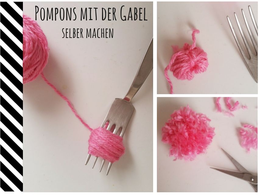 So macht ihr Mini-Pompons mit einer Gabel einfach selbst