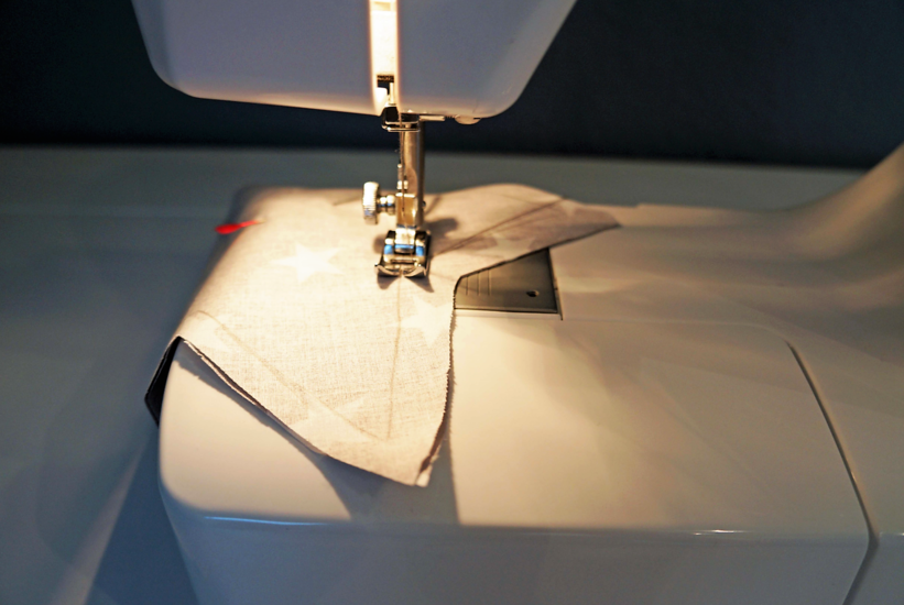Sewing cherry pit cushion with the sewing machine