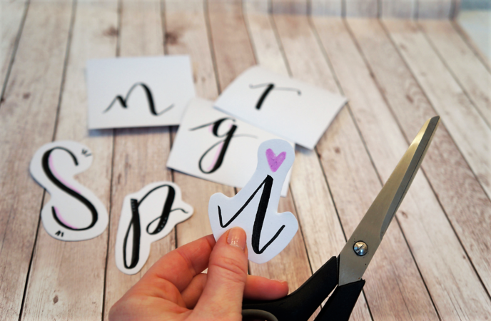 Handletteringvasen: platzieren