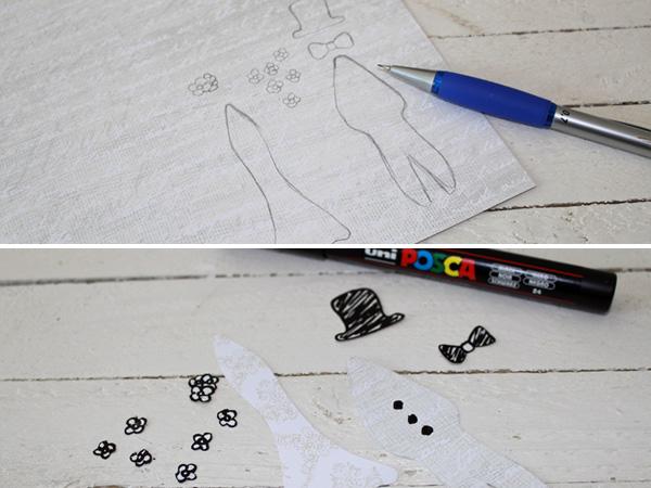 Mit Papier und Zeichenarbeit Figuren basteln
