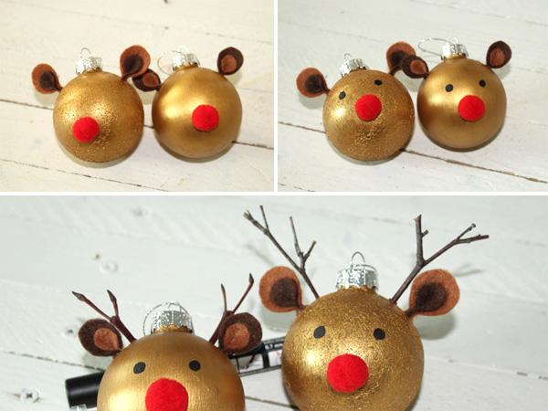 Rentier - Weihnachtskugeln: Augen Christmas baubles to make as reindeers from felt