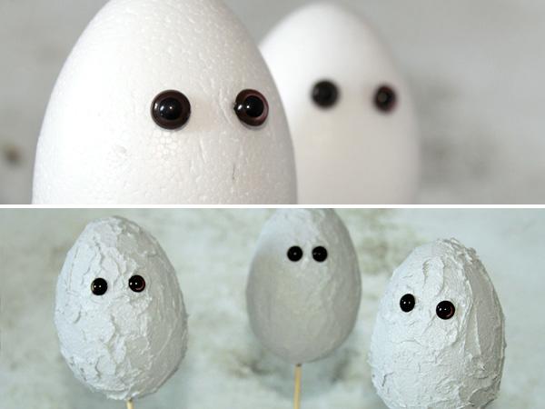Küken in Betonoptik aus Styroporeiern zu Ostern