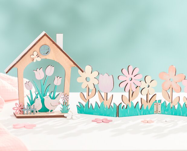 VBS Holz-Steckmotiv Haus "Frühlingserwachen"