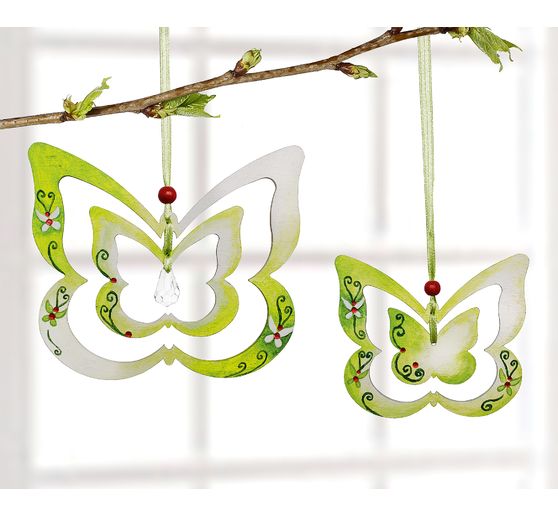 holz mobile blumen und schmetterling 2er set vbs hobby bastelshop