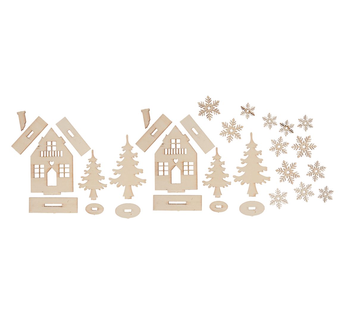 Holzbausatz &ldquo;Winterhäuser&rdquo;, Sperrholz | VBS Hobby Bastelshop