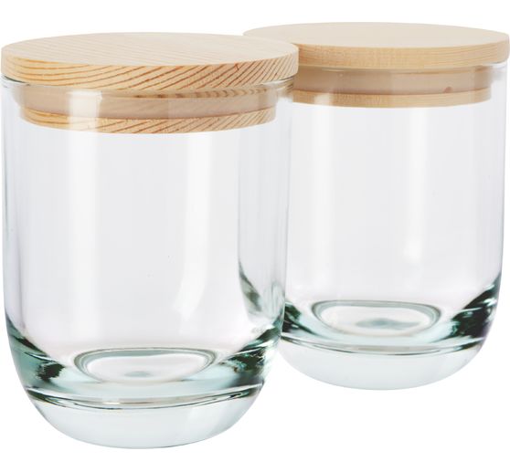 VBS Glass with wooden lid, 2 pieces