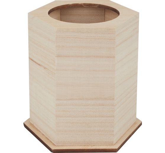 VBS Wooden pencil box, hexagonal