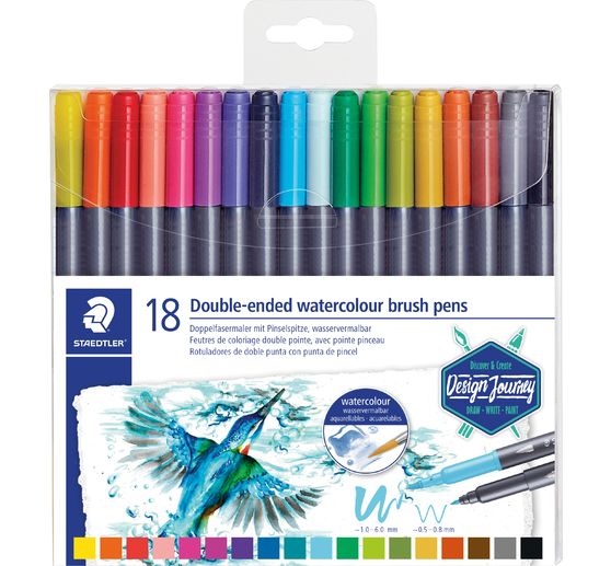 Feutres double pointe pinceau et fine STAEDTLER, 18 pc.