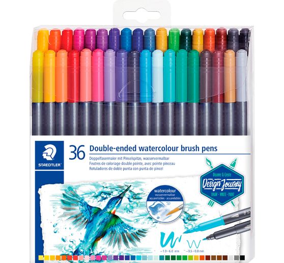 Feutres double pointe pinceau et fine STAEDTLER, 36 pc.