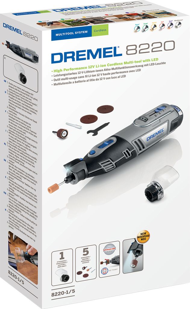 Outil multifonction Dremel 8220, sans fil, 5 accessoires - VBS Hobby