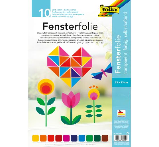 Papier vitrail adhésif, assortiment 10 couleurs