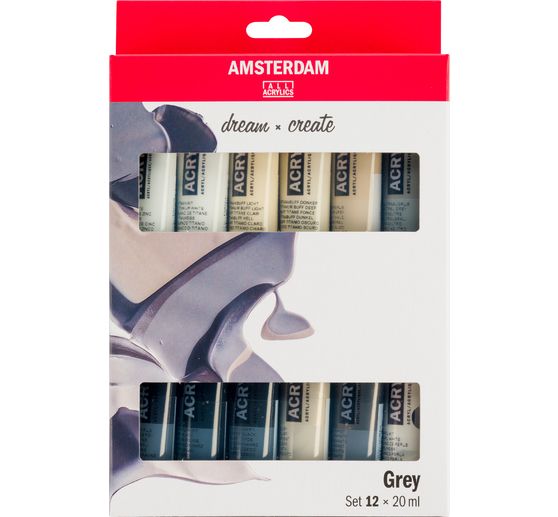 Set de peintures acryliques Talens AMSTERDAM « Gris », 12 x 20 ml