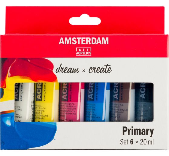 Set de peintures acryliques Talens AMSTERDAM « Primaire », 6 x 20 ml 