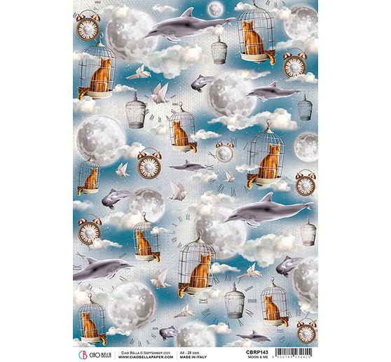 Motif straw silk Moon & Me "In the clouds"