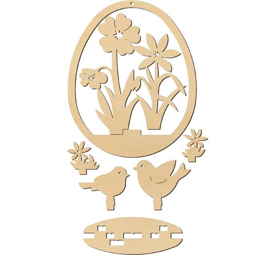 Steckmotiv Anhänger Ei "Vögel und Blumen"