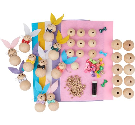 Kit créatif VBS « Lapins en bois », 10 pc.