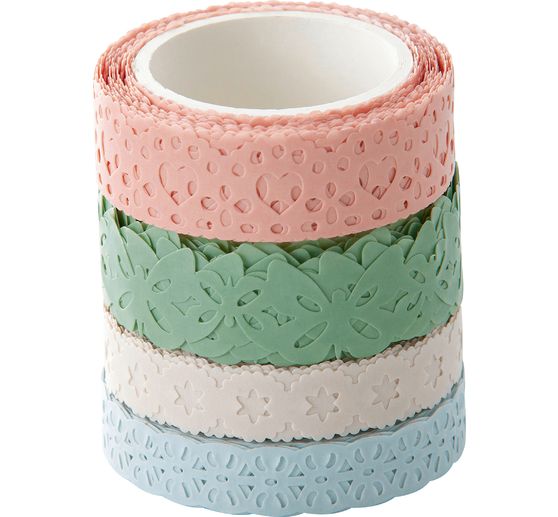 Lace Washi Tape, W: 10 mm, 5 M, 1 Roll