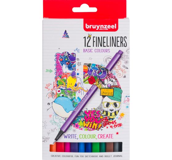 Bruynzeel Fineliners-set, 12 colours