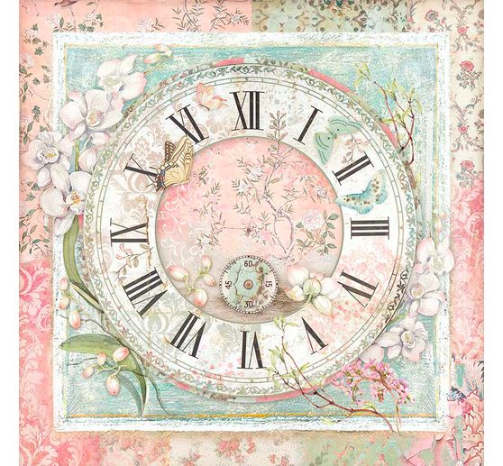 Bloc de papier scrapbooking « Chat et orchidée », 10 feuilles, 30,5 x 30,5 cm