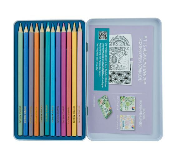 Boîte à dessin Colorful Moments avec crayons de couleur - Pastellträume