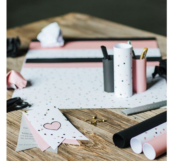 Papier cartonné à motifs « Pois roses »