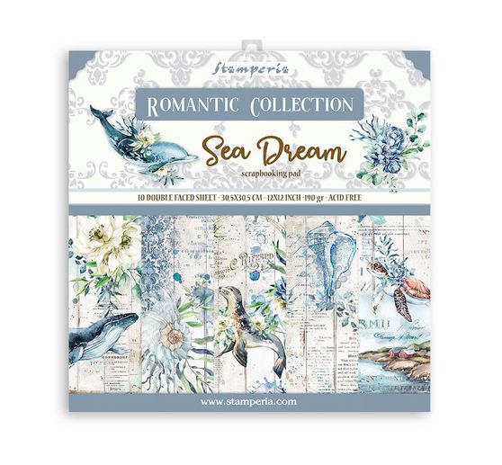 Scrapbook block "Sea Dreams", 10 sheets, 30,5 x 30,5 cm