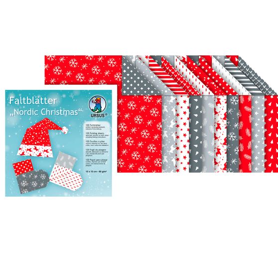 Feuilles de pliage « Nordic Christmas », 15 x 15 cm, 120 feuilles