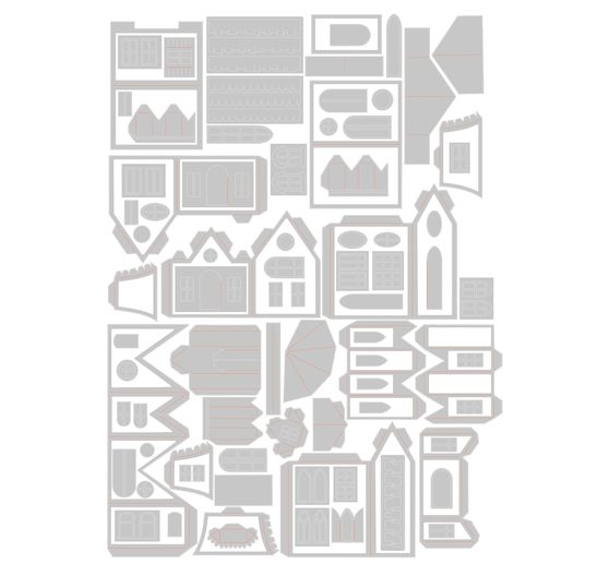 Set de gabarits d'estampe Sizzix Thinlits « Village Collection by Tim Holtz »