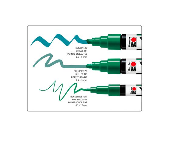 Marabu - feutres acryliques YONO 1.5 - 3 mm, lot de 12 feutres