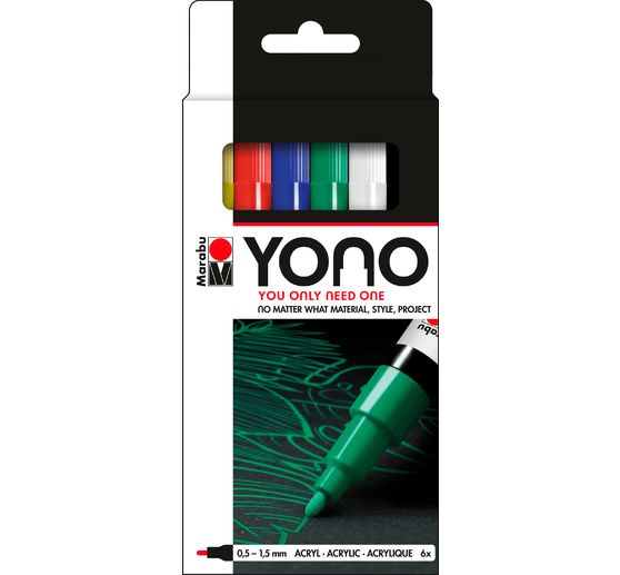 Set de marqueurs Marabu YONO « BASIC » 1,5 », 6 pc., 0,5 - 1,5 mm