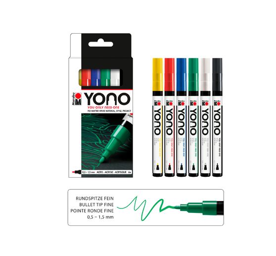 Set de marqueurs Marabu YONO « BASIC » 1,5 », 6 pc., 0,5 - 1,5 mm