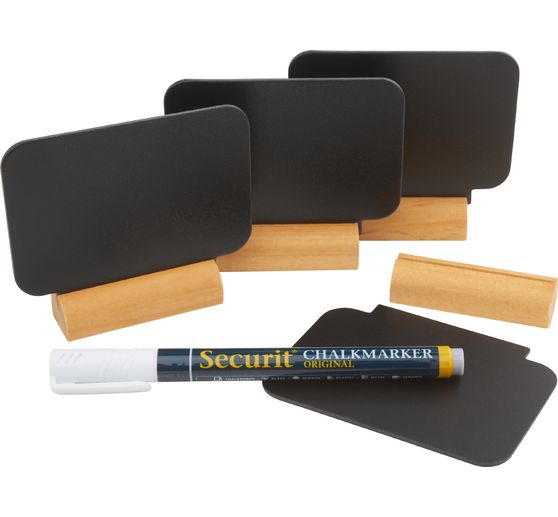 Chalkboard with wooden base, 4 pcs.