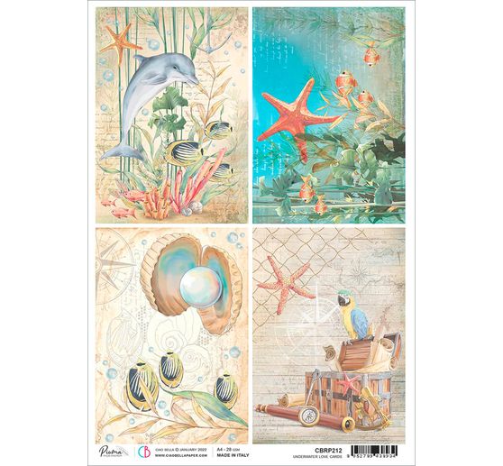 Motif straw silk "Underwater world maps"