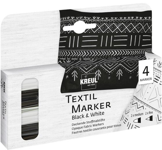 KREUL Textil Marker Opak "Black & White", 4er-Set