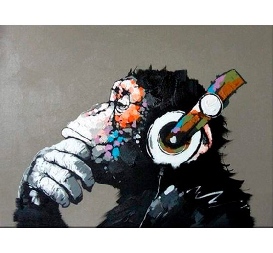 Painting by numbers "Monkey with headphones"