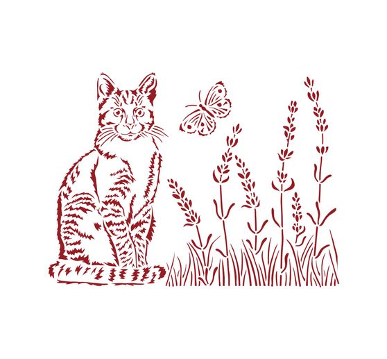 Stencil "Cat in lavender field"