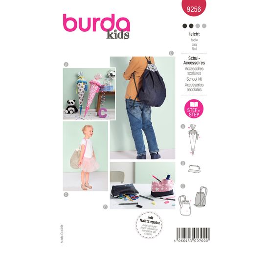 Burda Kids pattern school bag, pencil case and gym bag No. 9256