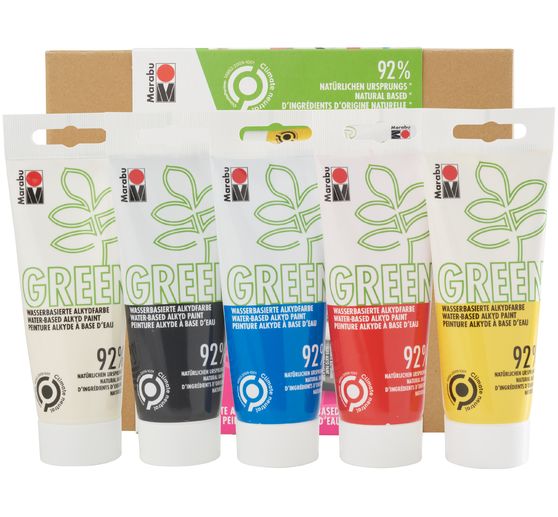 Coffret de peintures alkydes à base d'eau Marabu Green « BASIC » 