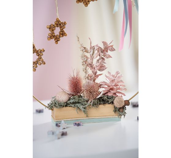 Holzständer für Trockenblumen und Dekoring