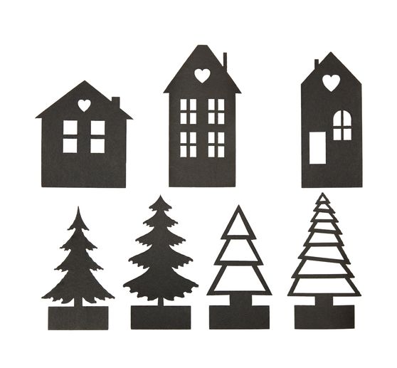 Papierzuschnitte "Häuser und Bäume"