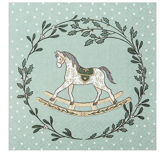 Napkin "Rocking horse in wreath"