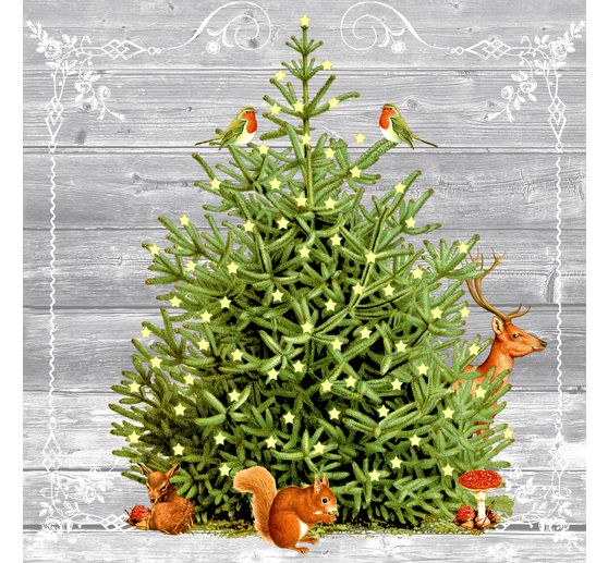Napkin "Christmas tree & forest animals"