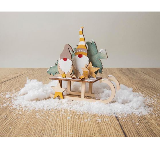 Holz-Steckmotiv "Wichtel-Schlitten"